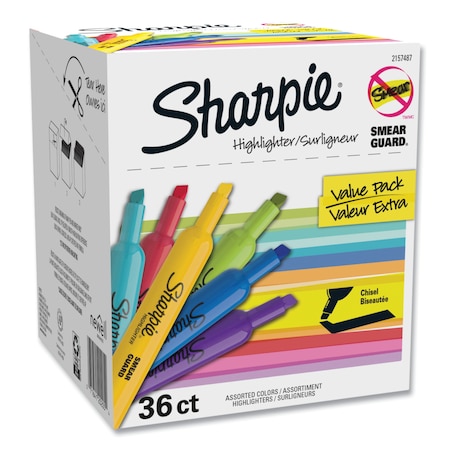 Sharpie Tank Style Highlighters, Assorted Ink Colors, Chisel Tip, Assorted Barrel Colors, 36PK 2157487